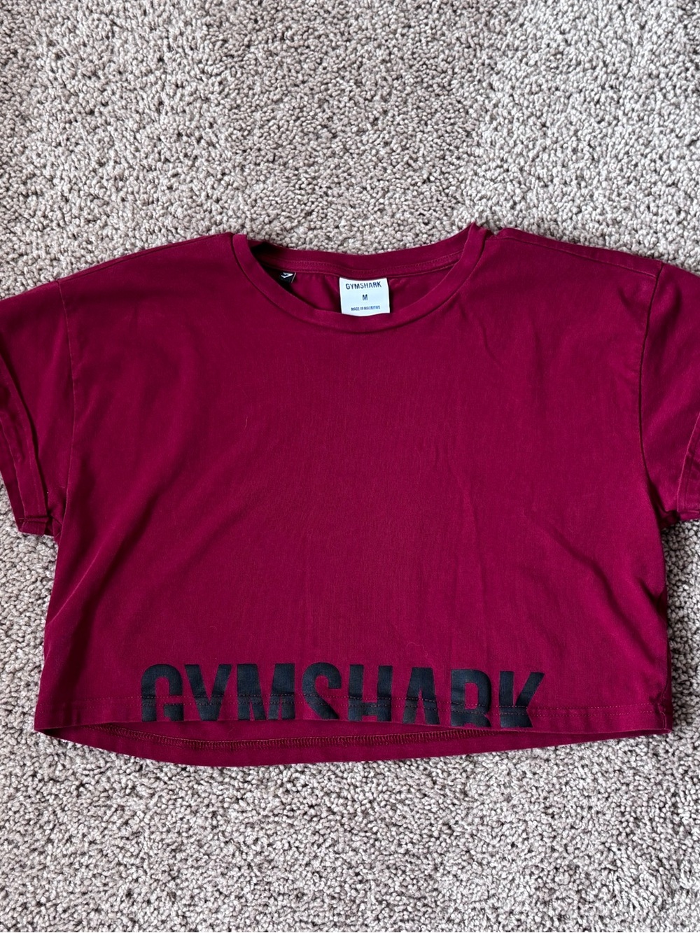 Gymshark Burgundy Crop Tee with Black Logo